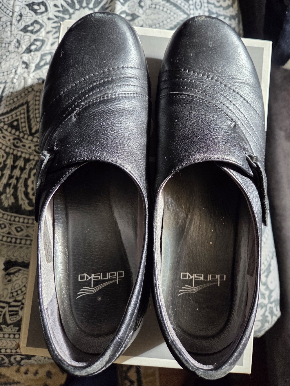 Dansko Women's Frannie Black Leather Slip-Ons